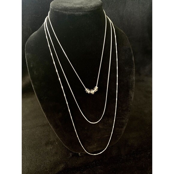 LOFT Multi-strand Silvertone Beads Necklace - Picture 2 of 8